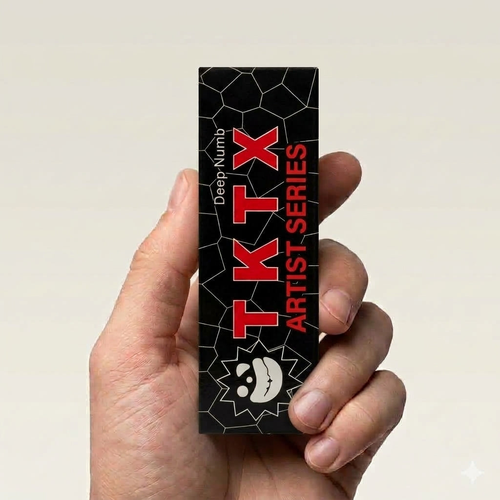 TKTX Black Deep Numb box held in hand