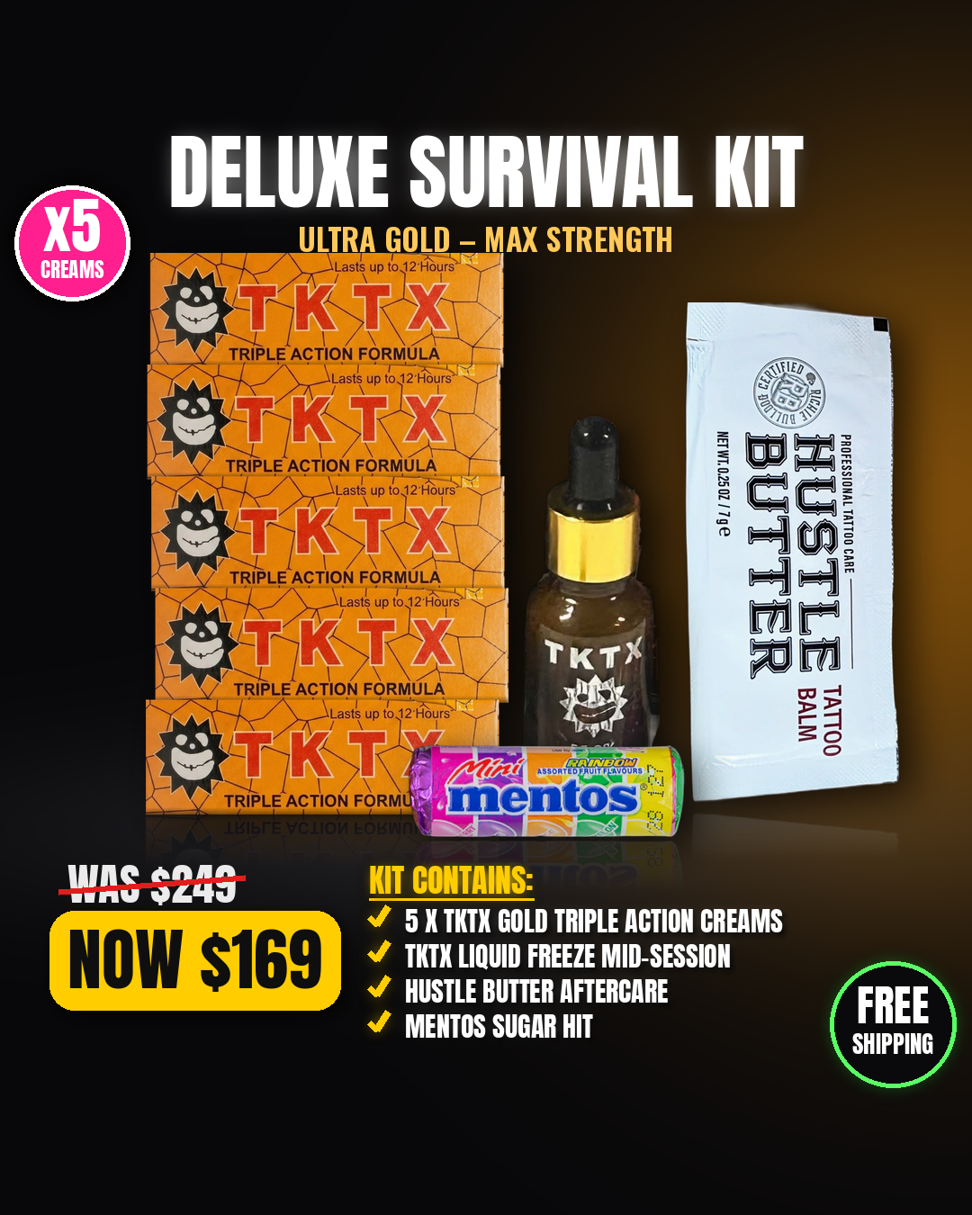 TKTX Gold Absolute Endurance Half Day Deluxe Survival Kit - 5 creams