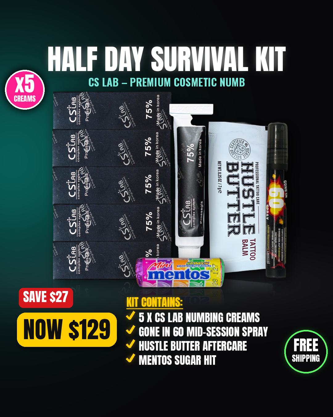 CS Lab Premium Cosmetic Half Day Survival Kit - 5 creams
